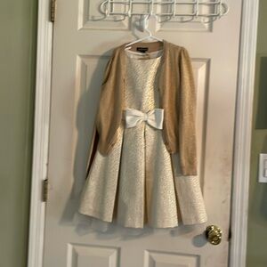 Gold formal dress and sweater